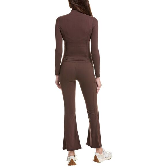Phat Buddha Womens  2Pc Jacket & Pant Set, Brown - Picture 2 of 3